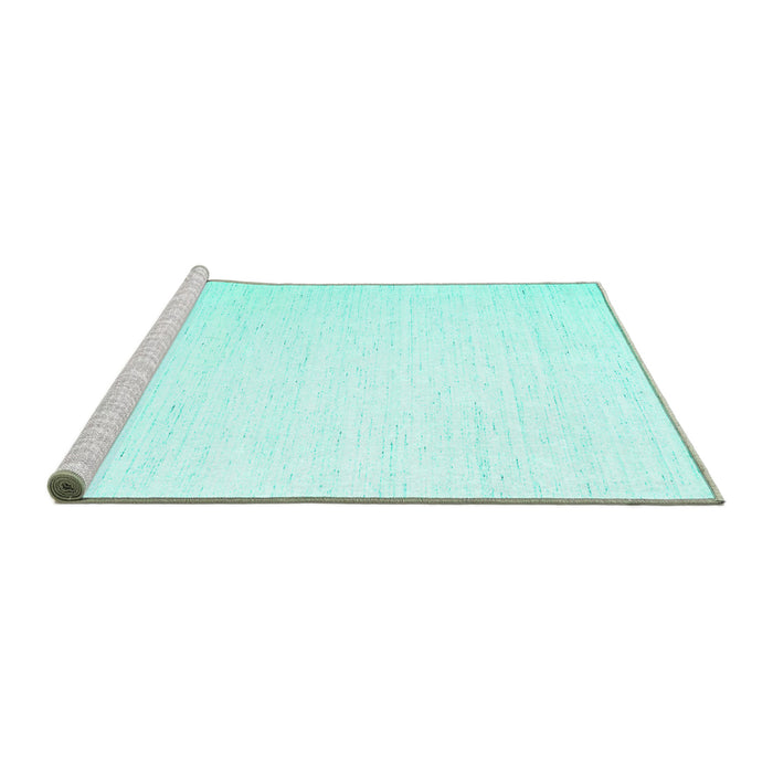 Sideview of Machine Washable Solid Turquoise Modern Area Rugs, wshcon1899turq
