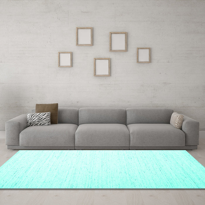 Machine Washable Solid Turquoise Modern Area Rugs in a Living Room,, wshcon1899turq