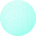 Round Machine Washable Solid Turquoise Modern Area Rugs, wshcon1899turq