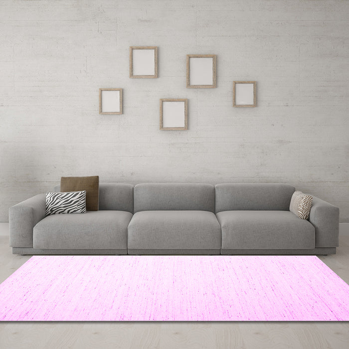 Machine Washable Solid Pink Modern Rug in a Living Room, wshcon1899pnk