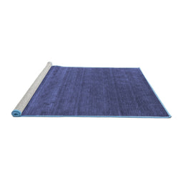 Sideview of Machine Washable Abstract Blue Contemporary Rug, wshcon18blu