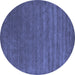 Round Abstract Blue Contemporary Rug, con18blu