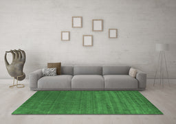 Machine Washable Abstract Emerald Green Contemporary Area Rugs in a Living Room,, wshcon18emgrn