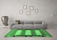 Machine Washable Abstract Emerald Green Contemporary Rug, wshcon1900emgrn