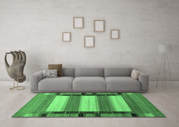 Machine Washable Abstract Emerald Green Contemporary Area Rugs in a Living Room,, wshcon1900emgrn