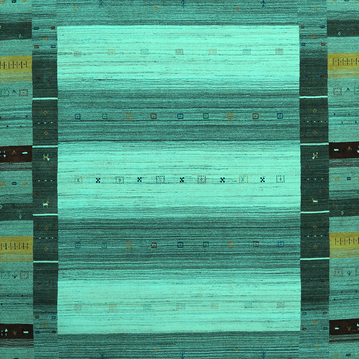 Machine Washable Abstract Turquoise Contemporary Area Rugs, wshcon1900turq