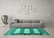 Machine Washable Abstract Turquoise Contemporary Area Rugs in a Living Room,, wshcon1900turq