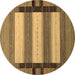 Round Abstract Brown Contemporary Rug, con1900brn