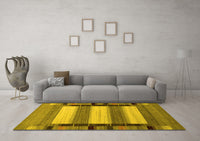 Machine Washable Abstract Yellow Contemporary Rug, wshcon1900yw