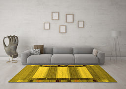 Machine Washable Abstract Yellow Contemporary Rug in a Living Room, wshcon1900yw