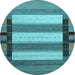 Round Abstract Light Blue Contemporary Rug, con1900lblu