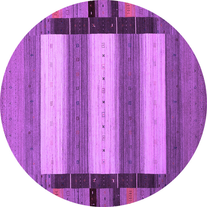 Round Machine Washable Abstract Purple Contemporary Area Rugs, wshcon1900pur