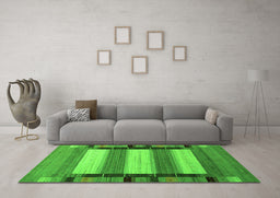 Machine Washable Abstract Green Contemporary Area Rugs in a Living Room,, wshcon1900grn