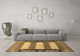 Machine Washable Abstract Brown Contemporary Rug in a Living Room,, wshcon1900brn