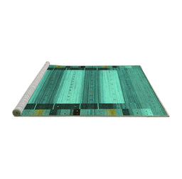 Sideview of Machine Washable Abstract Turquoise Contemporary Area Rugs, wshcon1900turq