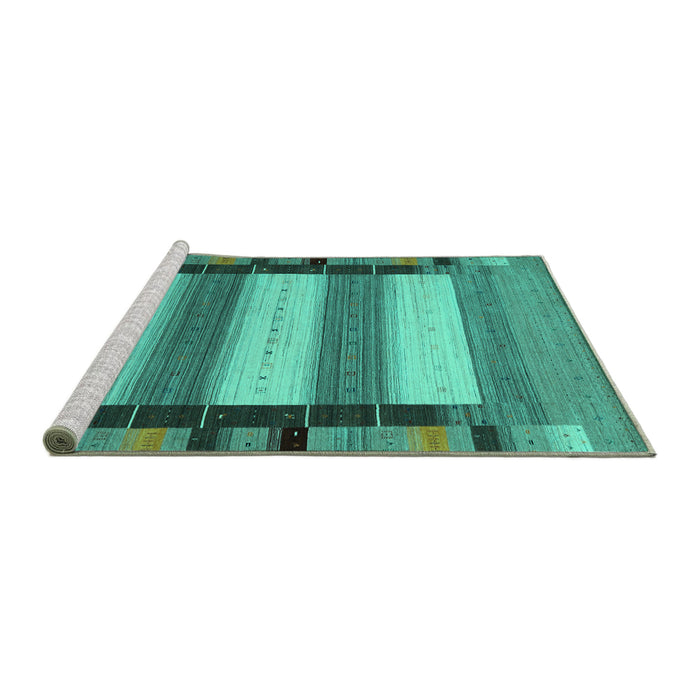 Sideview of Machine Washable Abstract Turquoise Contemporary Area Rugs, wshcon1900turq