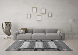 Machine Washable Abstract Gray Contemporary Rug in a Living Room,, wshcon1900gry