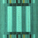 Square Machine Washable Abstract Turquoise Contemporary Area Rugs, wshcon1900turq