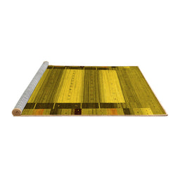Sideview of Machine Washable Abstract Yellow Contemporary Rug, wshcon1900yw