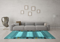 Machine Washable Abstract Light Blue Contemporary Rug in a Living Room, wshcon1900lblu