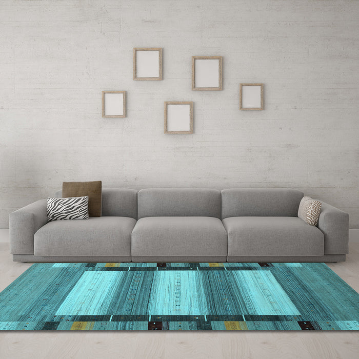 Machine Washable Abstract Light Blue Contemporary Rug in a Living Room, wshcon1900lblu