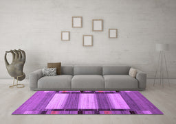 Machine Washable Abstract Purple Contemporary Area Rugs in a Living Room, wshcon1900pur