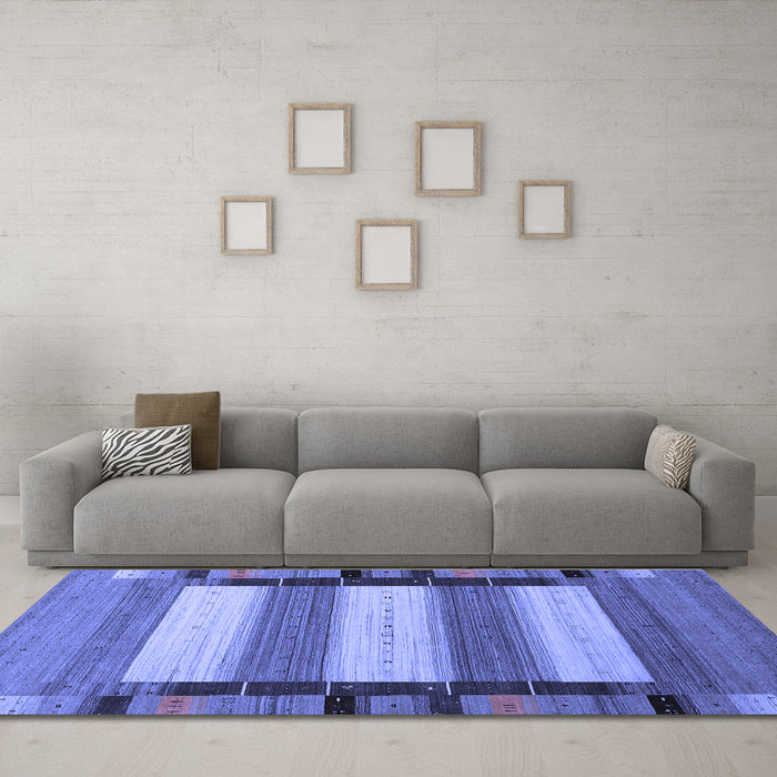 Machine Washable Abstract Blue Contemporary Rug in a Living Room, wshcon1900blu