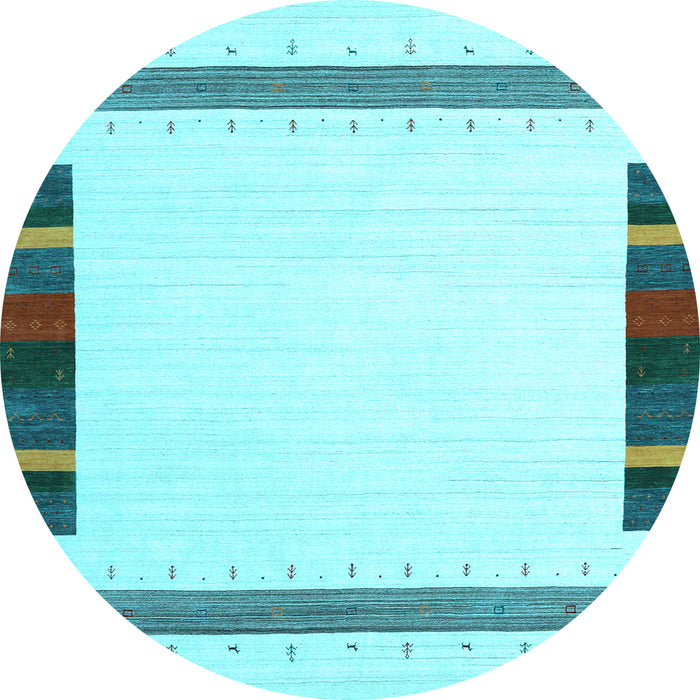 Round Solid Light Blue Modern Rug, con1901lblu