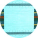 Round Solid Light Blue Modern Rug, con1901lblu