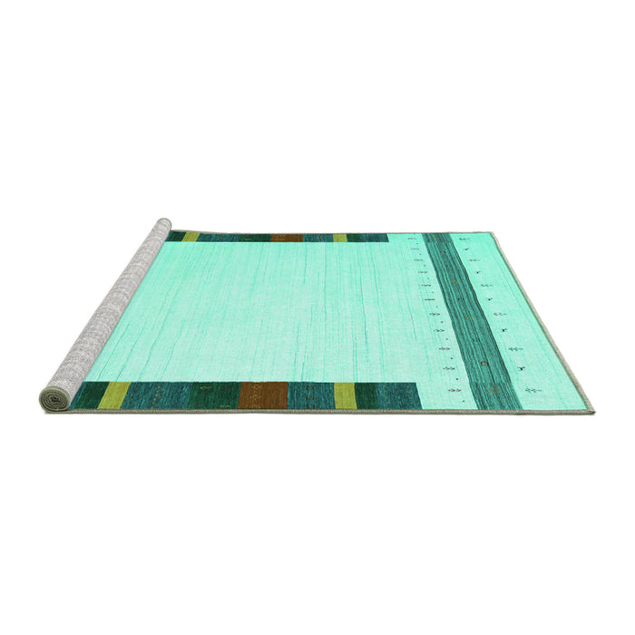 Sideview of Machine Washable Solid Turquoise Modern Area Rugs, wshcon1901turq