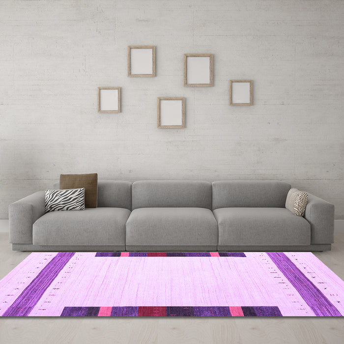 Machine Washable Solid Purple Modern Area Rugs in a Living Room, wshcon1901pur