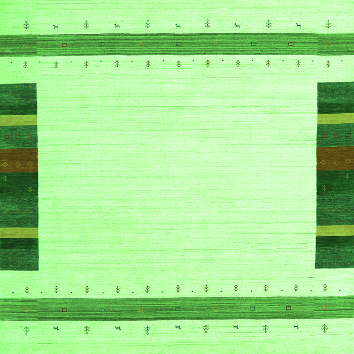 Round Machine Washable Solid Green Modern Area Rugs, wshcon1901grn