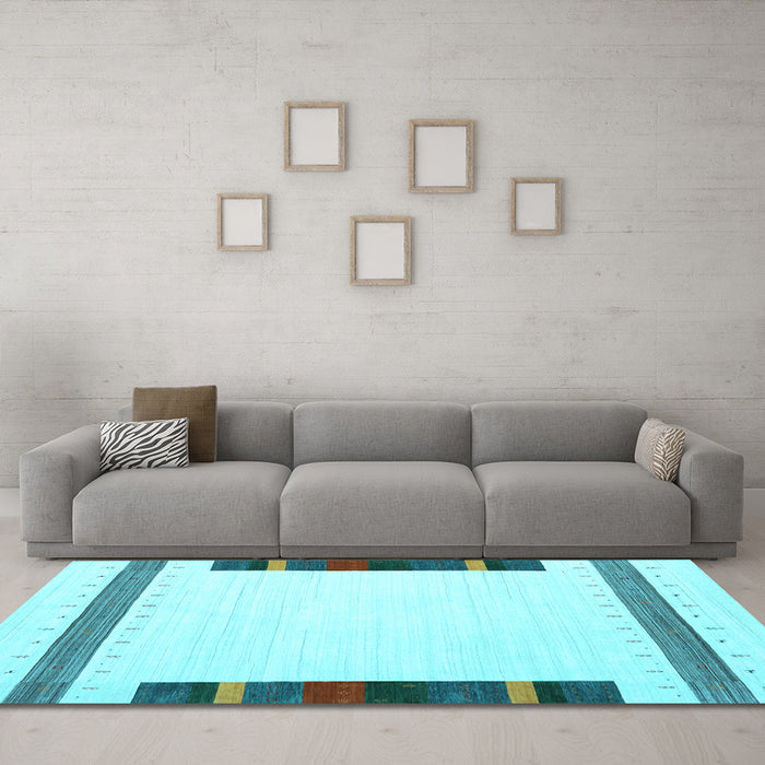 Machine Washable Solid Light Blue Modern Rug in a Living Room, wshcon1901lblu