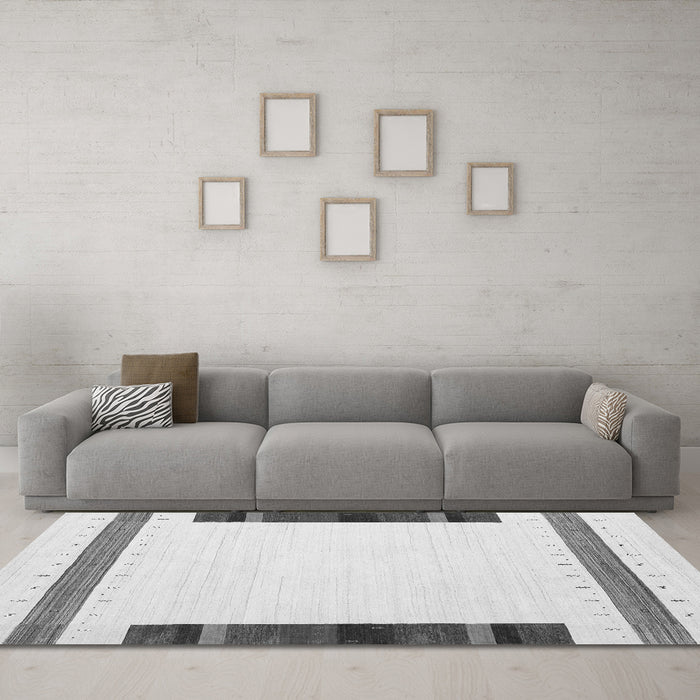 Machine Washable Solid Gray Modern Rug in a Living Room,, wshcon1901gry