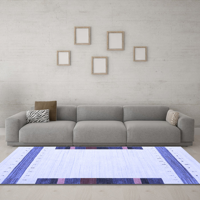 Machine Washable Solid Blue Modern Rug in a Living Room, wshcon1901blu