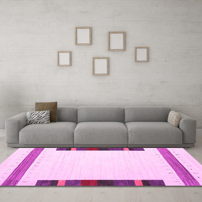 Machine Washable Solid Pink Modern Rug in a Living Room, wshcon1901pnk
