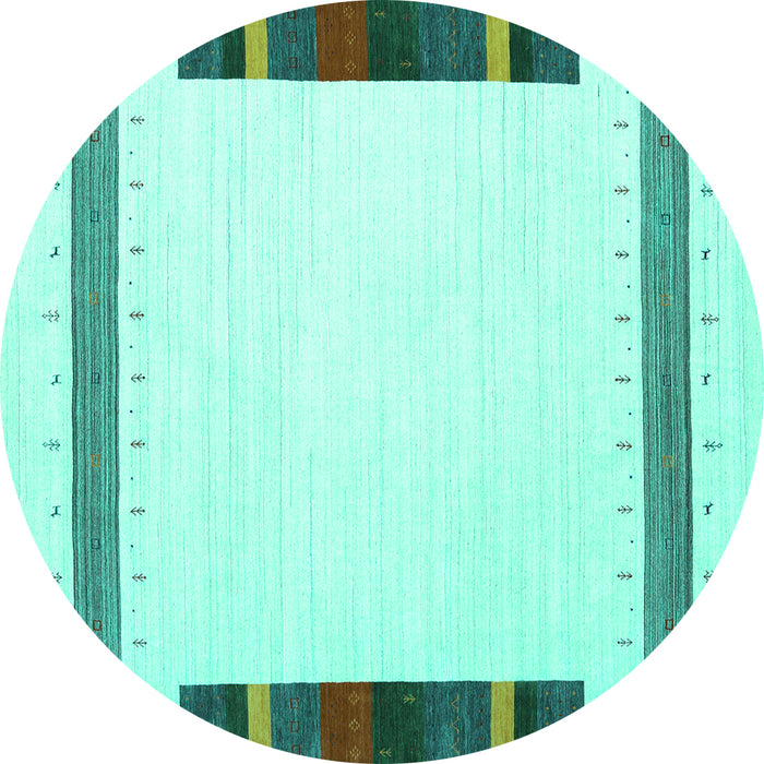 Round Solid Turquoise Modern Rug, con1901turq