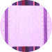 Round Solid Purple Modern Rug, con1901pur