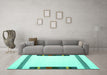 Machine Washable Solid Turquoise Modern Area Rugs in a Living Room,, wshcon1901turq