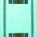 Square Machine Washable Solid Turquoise Modern Area Rugs, wshcon1901turq