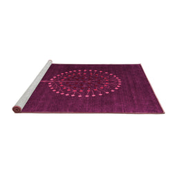 Sideview of Machine Washable Abstract Pink Contemporary Rug, wshcon1902pnk