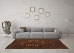 Machine Washable Abstract Brown Contemporary Rug in a Living Room,, wshcon1902brn