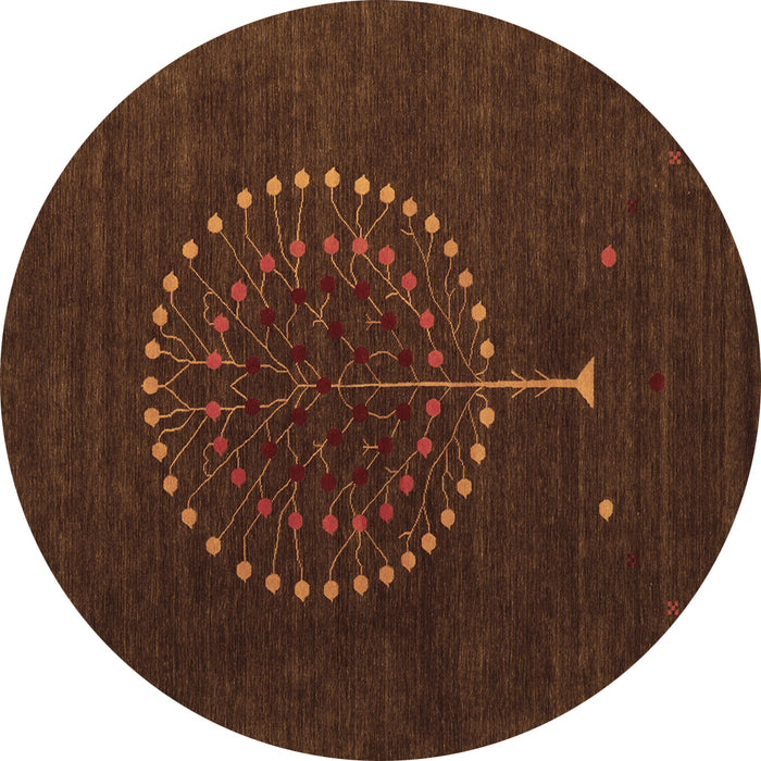 Round Abstract Brown Contemporary Rug, con1902brn