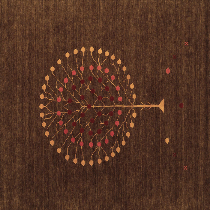 Square Abstract Brown Contemporary Rug, con1902brn