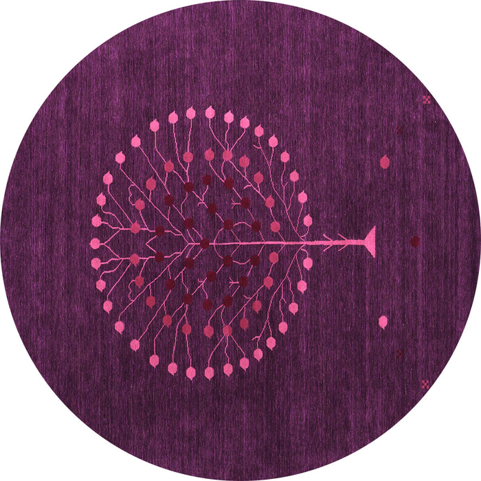Round Abstract Purple Contemporary Rug, con1902pur
