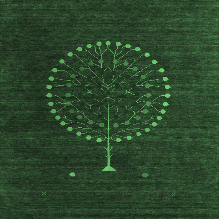 Square Abstract Emerald Green Contemporary Rug, con1902emgrn