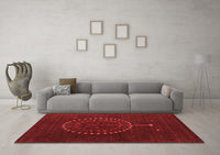 Machine Washable Abstract Red Contemporary Rug, wshcon1902red