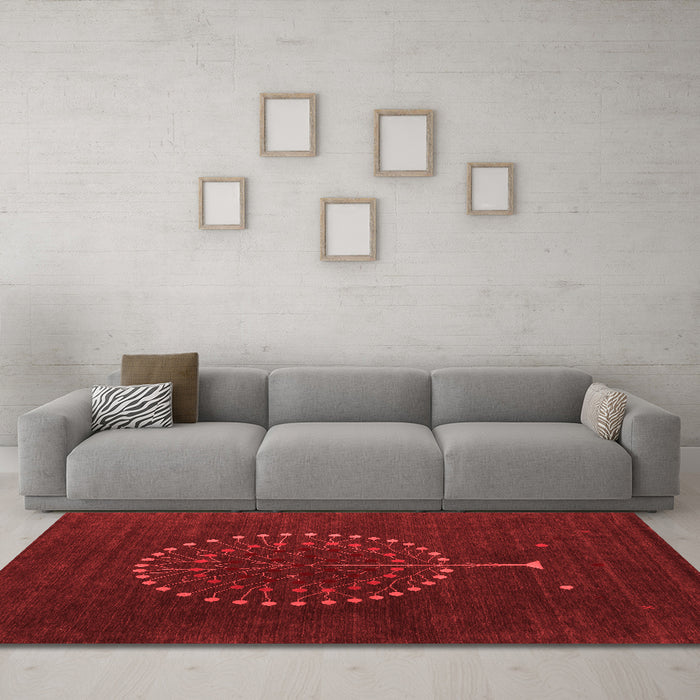 Contemporary Red Washable Rugs