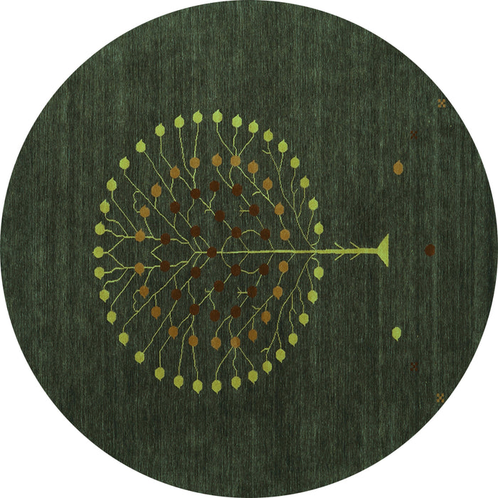 Round Abstract Turquoise Contemporary Rug, con1902turq