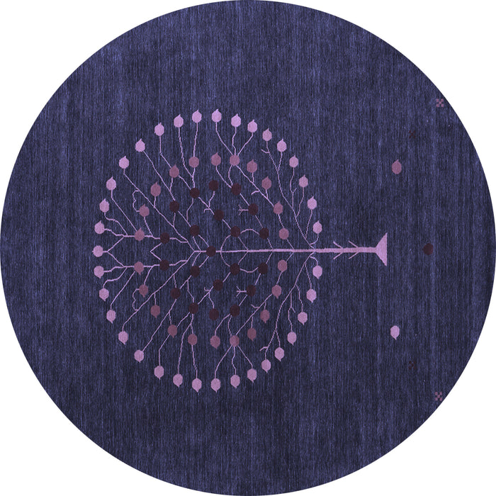 Round Abstract Blue Contemporary Rug, con1902blu